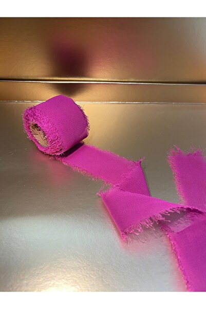 AKEL TEKSTİL 2.5 Cm Mürdüm Yıpranmış Kenar Şifon Kurdele 5 Metre