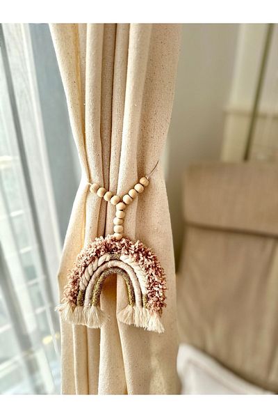 AFRALYAHOME Аксесоар за завеси за бебешка и детска стая с шарки на дъга - Аксесоар за завързване