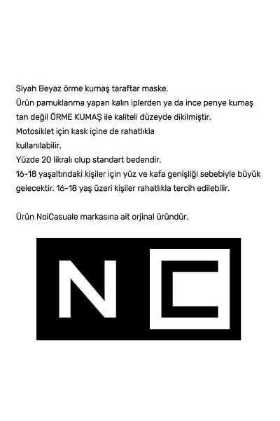 NoiCasuale Black and White Fan Mask