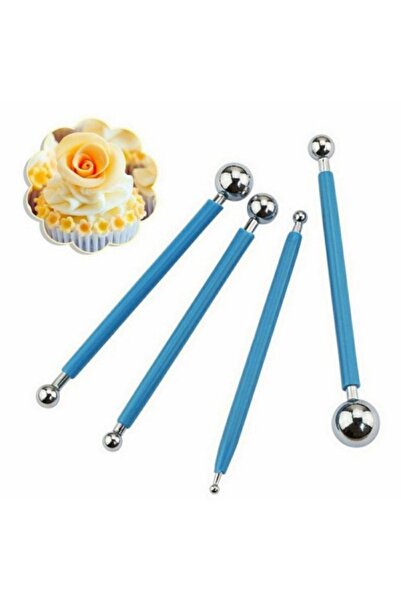 adin tasarım Marzipan Seti Metal 4lü Şeker Hamuru Şekillendirme Göz Modelleme Pasta Figür Çiçek Yapma Seti