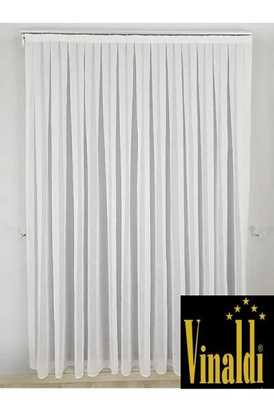 Vinaldi Ecru Natural Linen Tulle Curtain - 1/3 Thick Pleated, Heavy Gramage, Non-Wrinkle Licensed Product