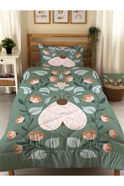 Evmila Cuvertură matlasată cu model pe două fețe - Set de dormit pentru o sin...