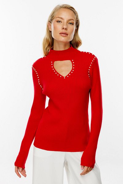ON Pearl Detailed Low-Cut Sweater Sweater