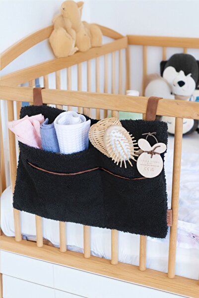 HAMUR Practical Hanging Organizer Baby Stroller Crib Edge Wellsoft Organizer Black