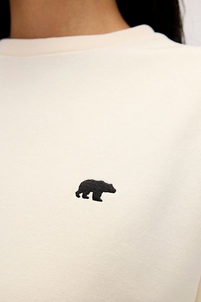 Bad Bear سويت شيرت نسائي أبيض - تصميم أساسي
