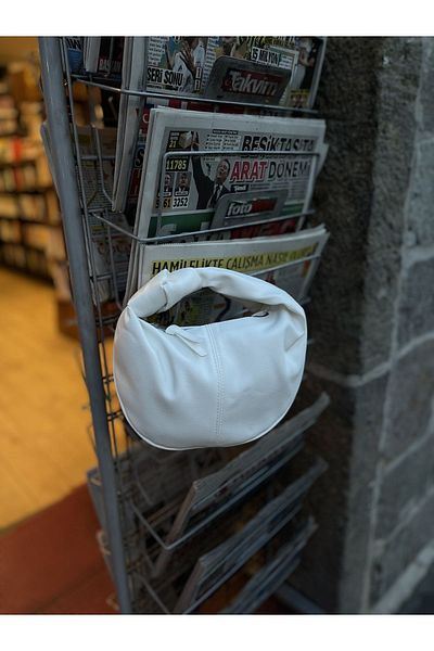 NİSSEA Mini geantă de mână albă cu noduri pentru femei