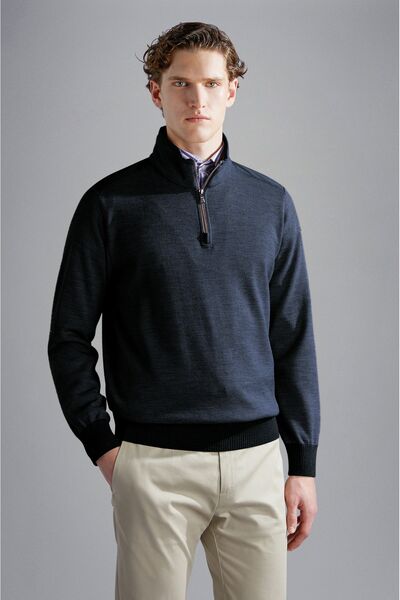PAUL&SHARK MEN'S ZIPPED PULLOVER C.W. WOOL