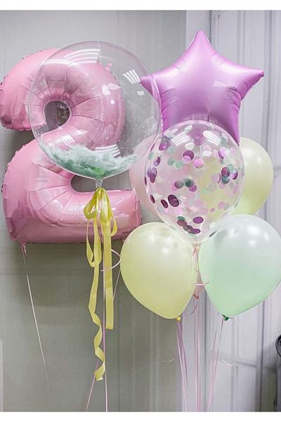 Çemrek Süs Parti Pink 2 Year Old Foil Balloon Set 10 Pieces
