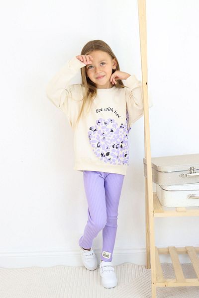 e-çocuk Girl's Top and Bottom Set Floral Printed Corded 6787