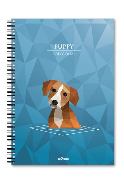 Le Color A5 Checkered Notebook - 200 Pages Dog Polygonal
