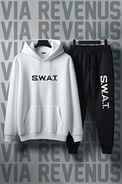Vordevia S.W.A.T. (Στρατός Ειδικών Ενοτήτων Ενότητας Τακτικής Ενότητας) Σετ αθλητικής φόρμας με κουκούλα από μαλακό ύφασμα με στάμπα Unisex