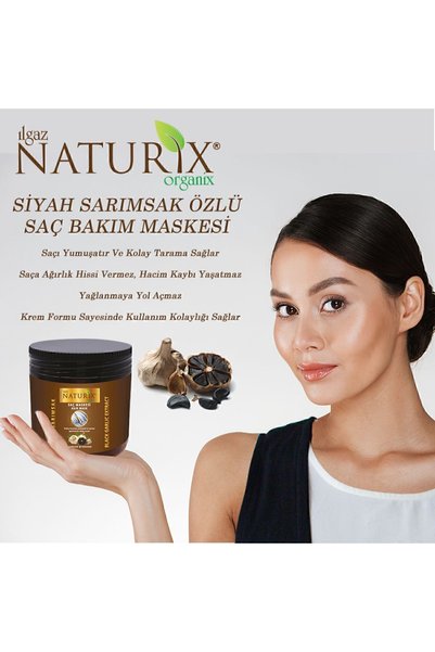 Naturix قناع العناية بالشعر بخلاصة الثوم الأسود 500 مل |   قناع الشعر المضاد لتساقط الشعر بدون ملح