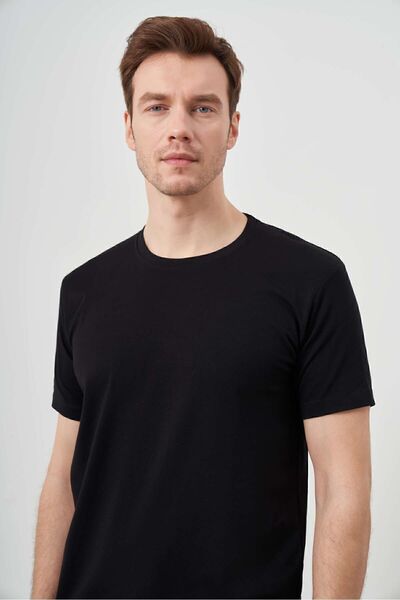 Morven Men's Black Basic Crew Neck Dynamic Fit T-Shirt