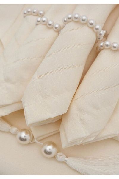 hanım's Izur Colber Tablecloth Set for 12 Persons 26 Pieces ECRU