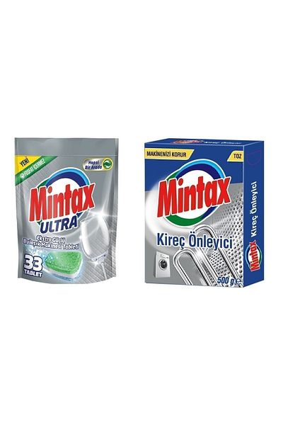 Mintax Ultra Dishwasher Tablet 33 Pieces + Mintax Anti-Limescale 500 Gr