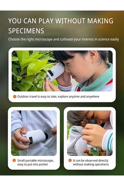 SYNOPE Mini Pocket Microscope Kit 60 To120x Portable Laboratory Microscope Science Experimental Instrument For Kids