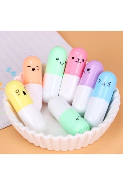 Pembe Çarşı Set of 6 Highlighter Capsule Pens