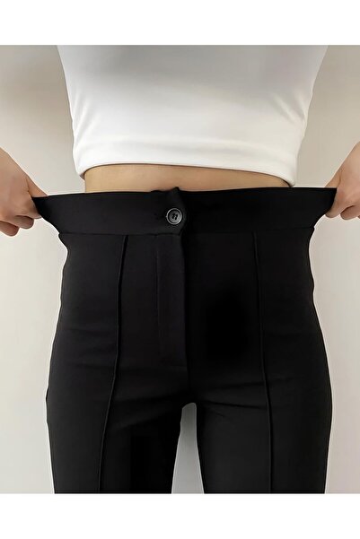 Butik Krep Kumaş Likralı Ön Çimalı İspanyol Paça Palazzo Kadın Pantalon