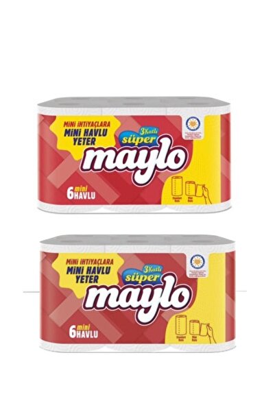 Maylo MİNİ KAĞIT HAVLU 3 KATLI 6'LI 2 PAKET 2*6=12 RULO