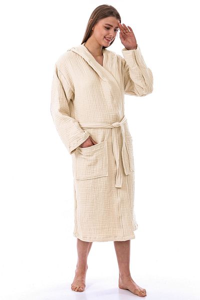 destinyhometex Unisex μπουρνούζι με κουκούλα 4 στρώσεων 100% οργανικό βαμβάκι Premium Multi Muslin Ultra Soft