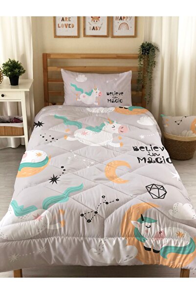 Evmila Двосторонній ковдра з капітоном з малюнком єдинорога - односпальний ко...