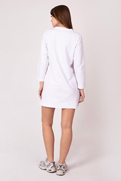 ROVİ White Long Sleeve Slit Tunic