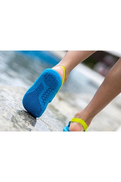 Decathlon Nabaiji Çocuk Havuz Sandaleti - Mavi / Yeşil - Slap 100