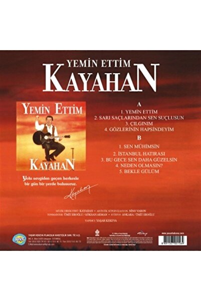 Genel Markalar Plak - Kayahan- Yemin Ettim