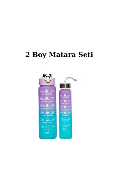 AYLA STAND 2 Size Water Bottle - Straw and Colored Water Bottle