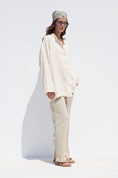 Manuka Ekrü színű, széles ujjú muszlin ing