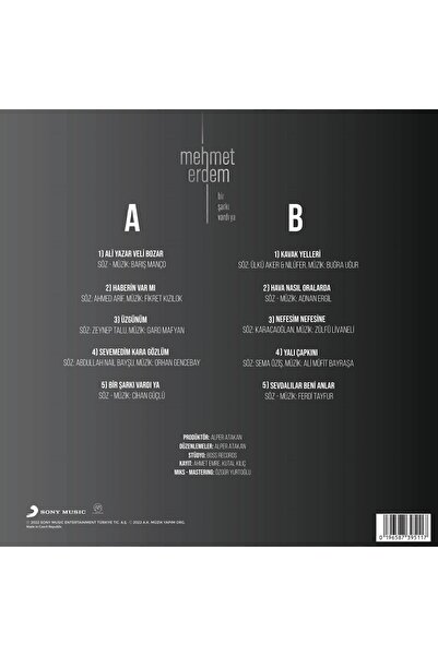 Genel Markalar Mehmet Erdem - Bir Şarkı Vardı Ya (plak)