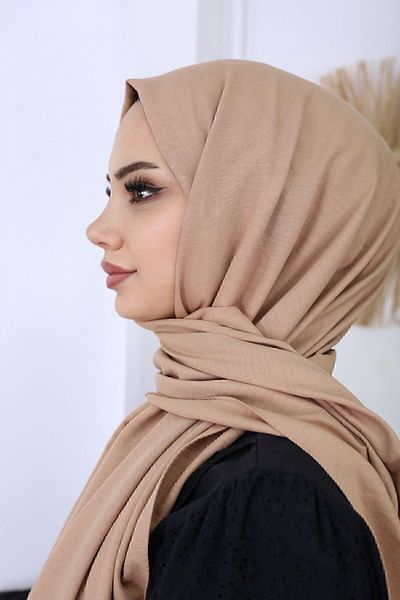 feronis Μοντέλο Hijab Γυναικείο βαμβακερό σάλι Cazz _ Σκούρο Μπεζ