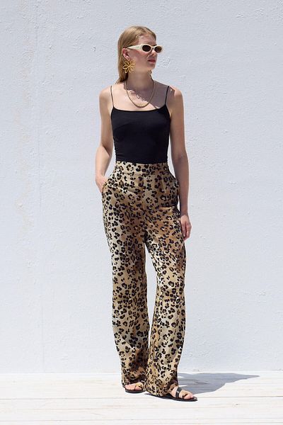 Manuka Leopard Pattern Viscose Trousers