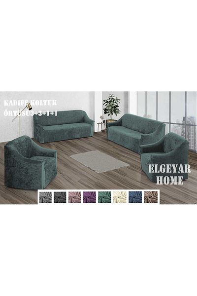 elgeyar Βελούδινο σετ καναπέ και καναπέ - Κάλυμμα καναπέ-κρεβάτι και κάλυμμα καναπέ 3:3:1