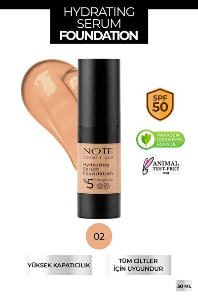 NOTE Hydrating Serum Spf 50 Nemlendirici Etkili Hyaluronik Asitli Serum Fondöten - 02