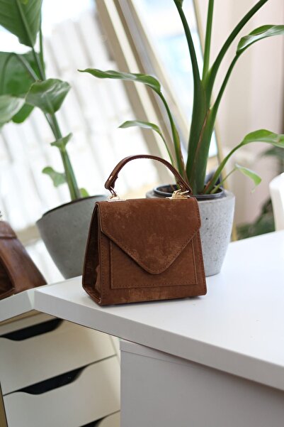 Moom Bag Women's Tan Antique Texture Cover Detailed Shoulder Bag with Strap