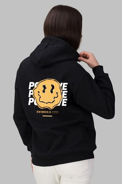 Nyda Collections Унисекс черен памучен кардиган Oversize - 3 прежди, щампа на усмихнато лице, зимно яке с джобове