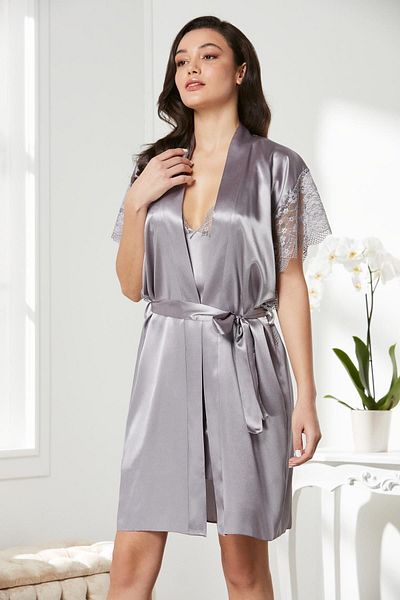 Pierre Cardin Satin Lace Nightgown and Dressing Gown Set - 4438