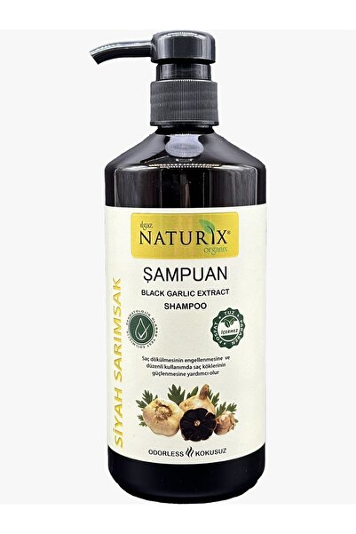 Naturix Saç Dökülme Karşıtı Kokusuz Siyah Sarımsak Şampuan 600ml + 2 Adet Kokusuz Sarımsak Saç Maskesi 500ml