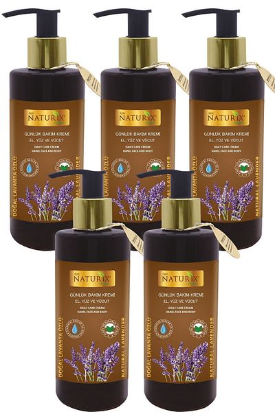 Naturix مجموعة كريم اللافندر مكونة من 5 قطع - ترطيب وتهدئة الوجه/الجسم ترطيب مكثف
