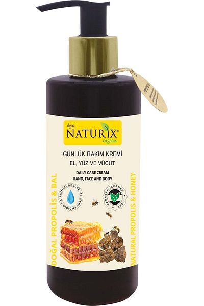 Naturix كريم العناية باليدين والوجه والجسم بالبروبوليس والعسل 250 مل - عبوة صديقة للبيئة مكونة من 3 قطع | لوشن مرطب للجسم