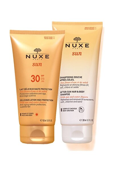 Nuxe Güneş Koruyucu Yüz ve Vücut Sütü Spf30 150ml + Güneş Sonrası Nemlendirici Şampuan
