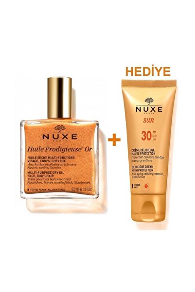 Nuxe Altın Parıltılı Kuru Yağ 100 ml / Nuxe Sun güneş Koruyucu Yüz Kremi Spf30 50 ml