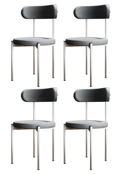 Evdemo Trend 4lü Mutfak Masası Sandalyesi Gri-Beyaz