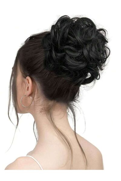 AKOLİFE نسيج الشعر الحقيقي مشبك كعكة سوداء - كعكة الخبز الفوضوية