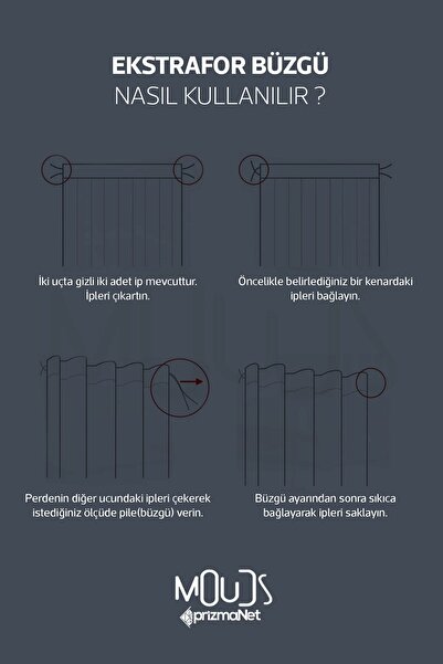 Moud's Brave Life Patterned Background Curtain - Youth Room Suede Extra Comfort, Single Wing