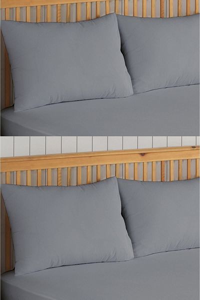Bella Benita Set mit 4 grauen, flüssigkeitsdichten Kissenbezügen mit Reißverschluss und Kissenschutz