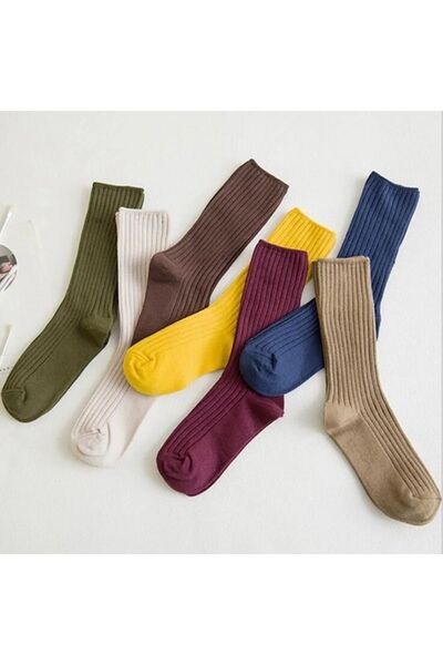 çorapmanya 4 Çift Kadın Çok Renkli Rahat Fitilli Çorap