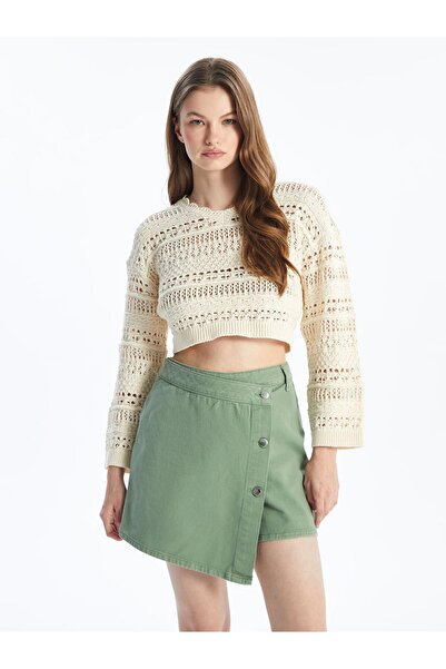 Dexia N009064 - Μίνι τζιν σορτς ίσια φούστα - Χακί