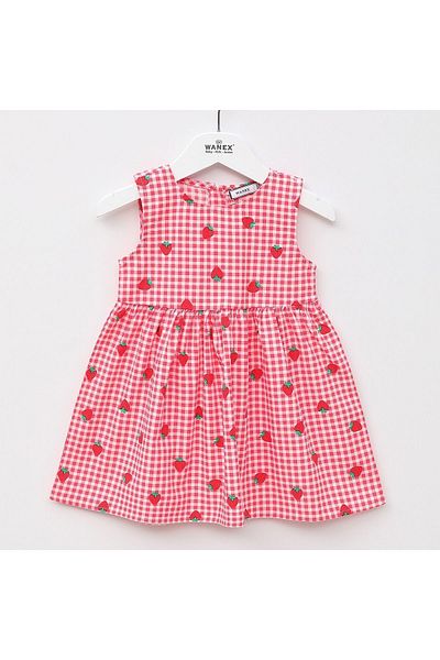 BERFONZO KIDS Strawberry Patterned Girl's Summer Dress - Holiday